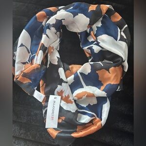 NWT Liz Claiborne Vibrant Floral Scarf - Navy, Rust, Ivory